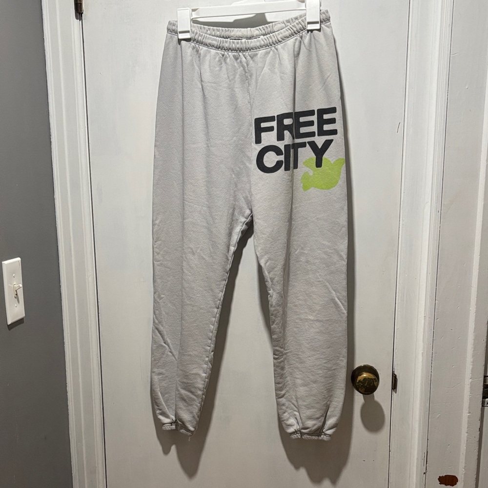 Freecity Gray Joggers with Green Logo
